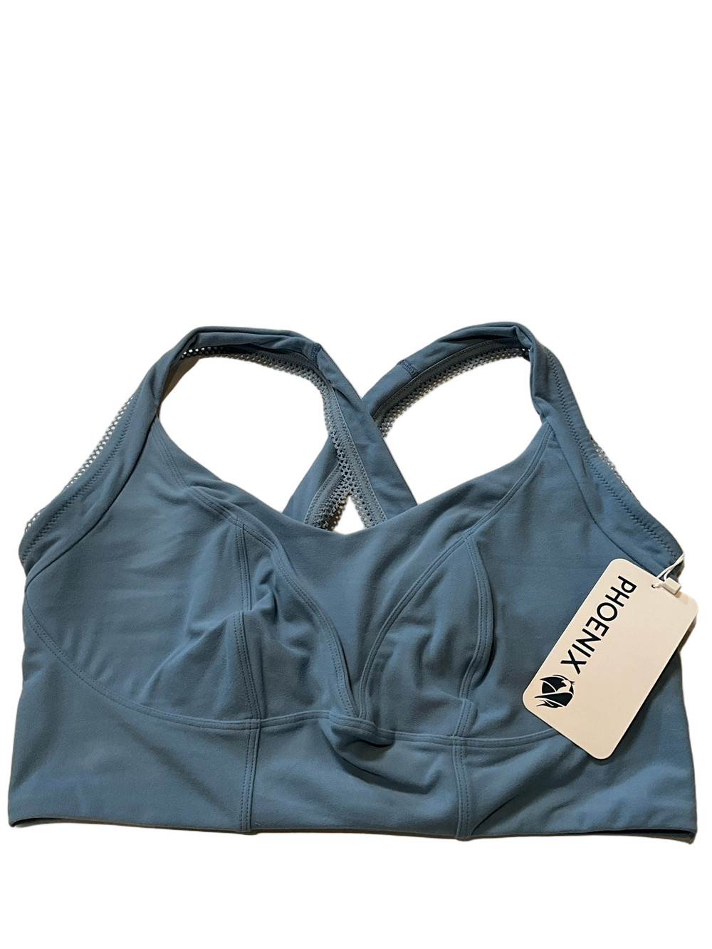Phoenix Active Crossover Lace Light Blue Sports Bra No Wires Size 1X C-DD